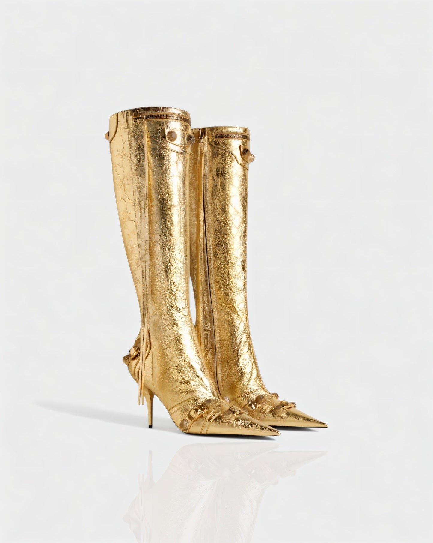 WENA Studded Pointed Toe Knee-High Boots