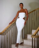 LILLIA Tube Top Slit Backless Maxi Dress