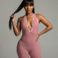 PHIA Striped Backless Romper