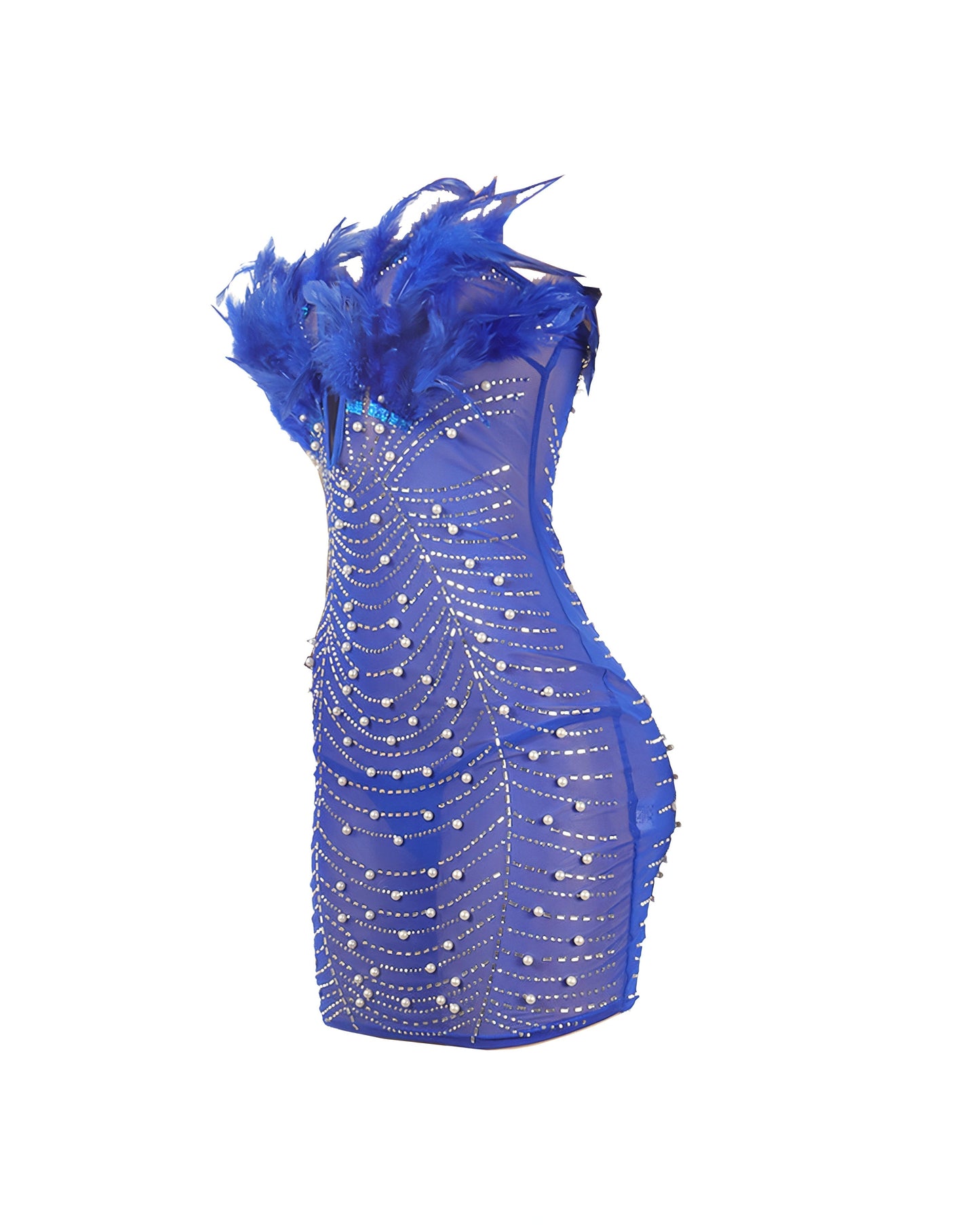 KAYALI Pearl & Rhinestone Embellished Feather Mini Dress