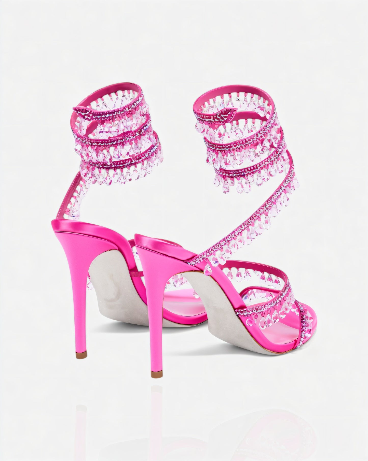 ALYRA Rhinestone Tassel Ankle-Wrap High Heels