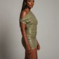 ORIELLE Faux Leather One-Shoulder Mini Dress