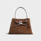 SOLARA Faux Suede Buckle Strap Tote Bag