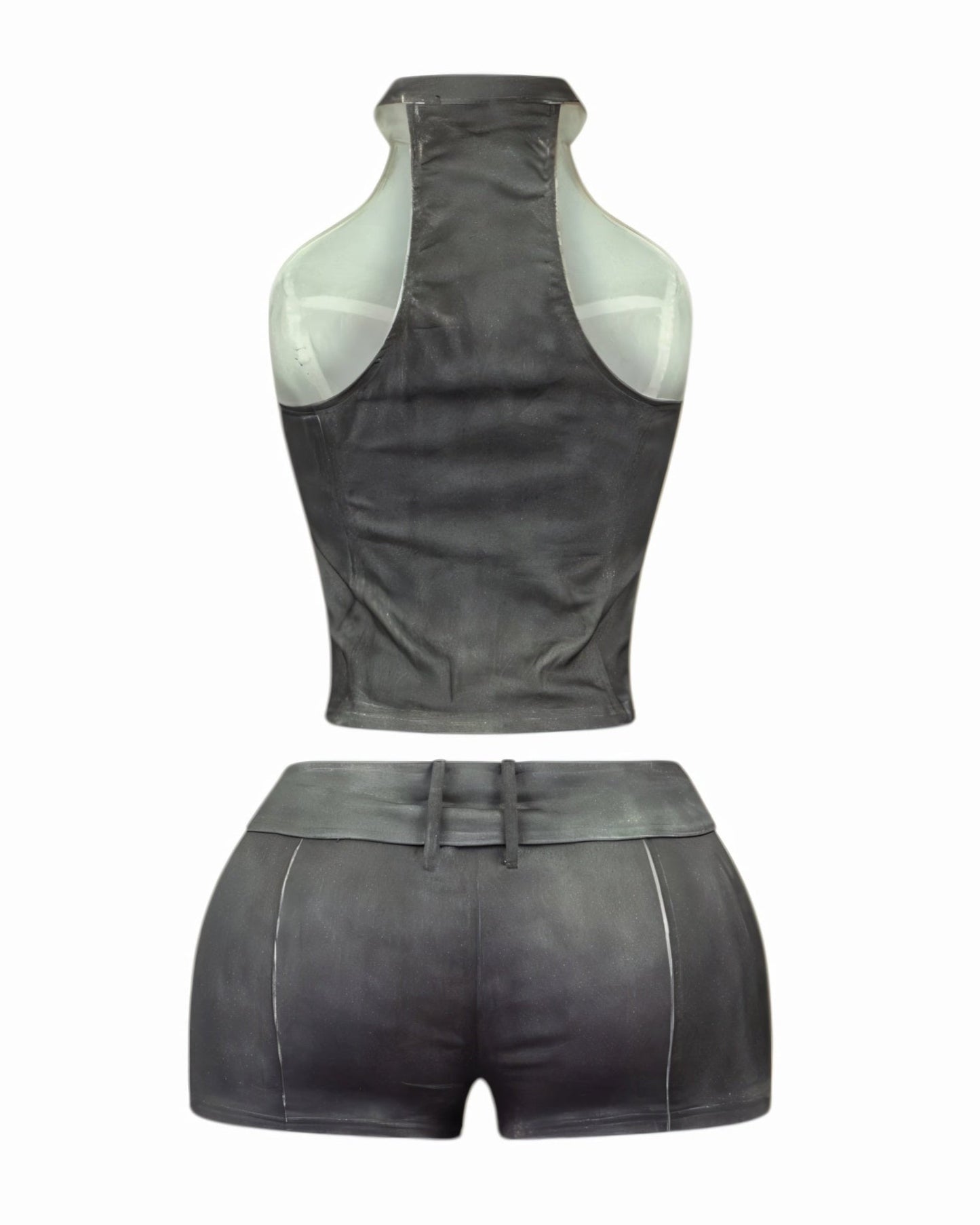 CLARISSA Denim Zip Up Top & Shorts Set