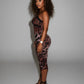 VALIE Leopard Print Lace Trim Jumpsuit