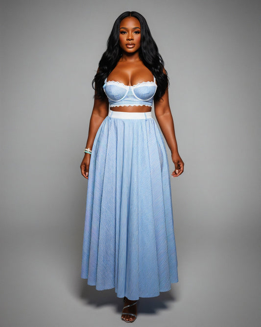 KORINA Lace Splicing Camisole Vest Top & Skirt Set