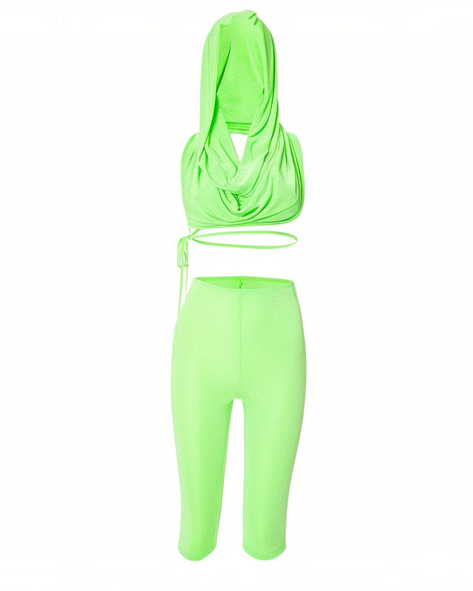 AZALEA Hooded Top & Capri Pants Set