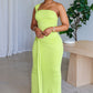 CARMEN Asymmetric Ruched Cutout Maxi Dress