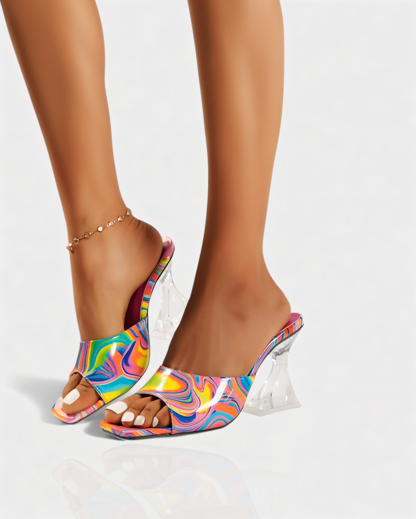 ORELIA Contrast Peep Toe Heels Sandals