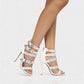 SHERAH Open Toe & Rhinestone Embellished Stiletto Heels