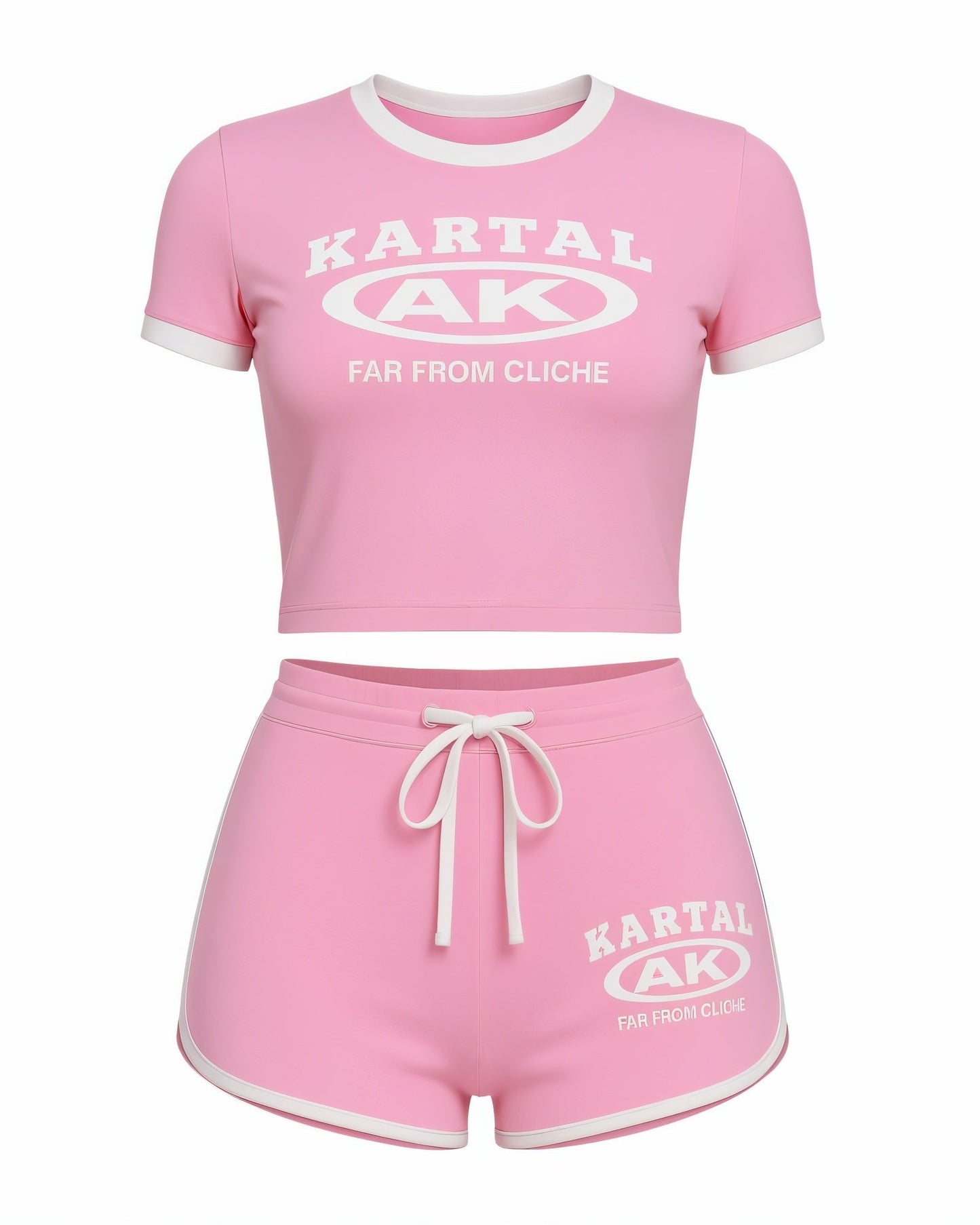 MERRYN Graphic Print Crop Top & Shorts Set