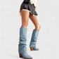 BETTY Denim Pointed Toe Slouchy Cowboy Boots