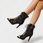RAELLA Sheer Panel High Heel Ankle Boots