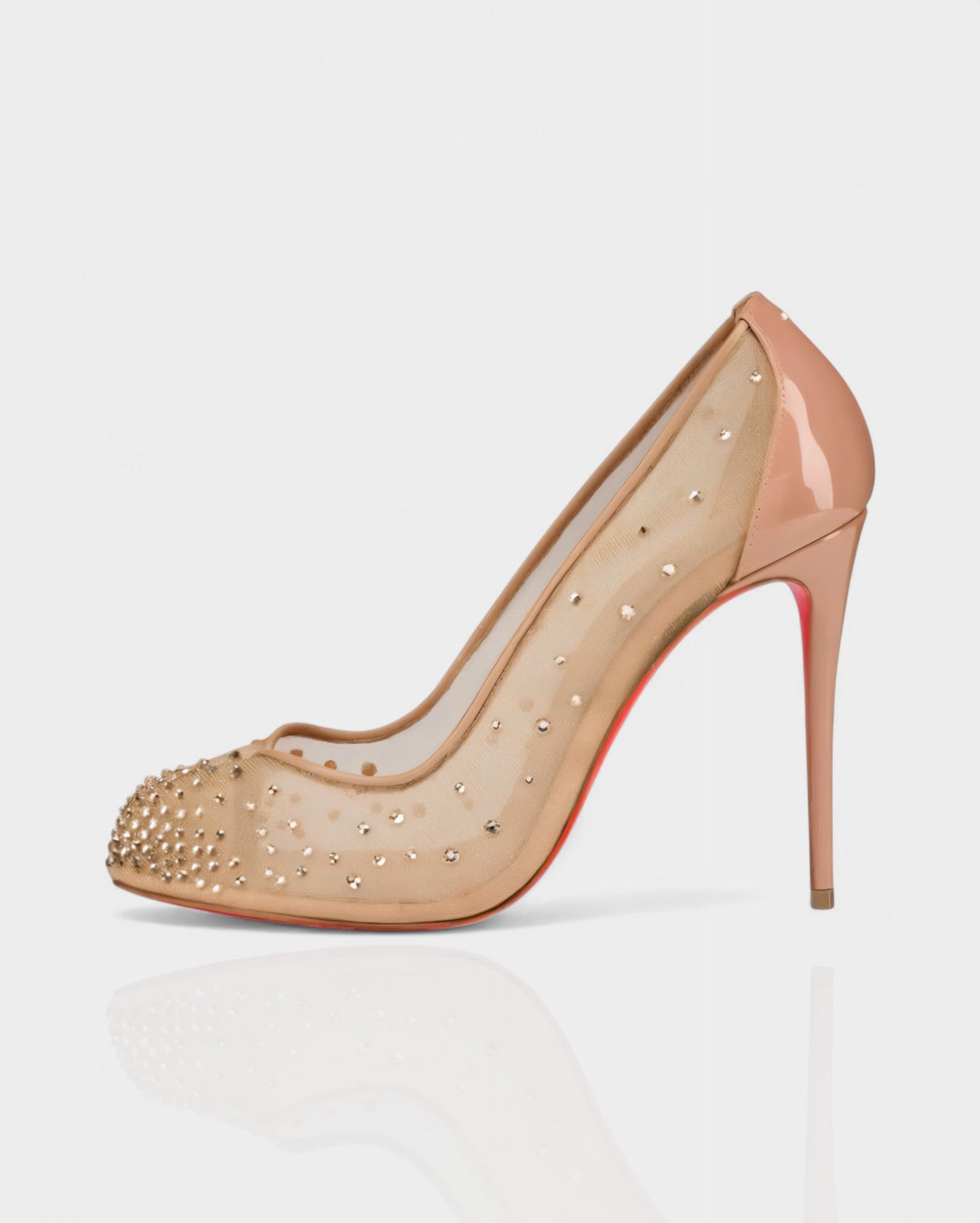 AURIEL Embellished Red Sole Mesh Stiletto Heels
