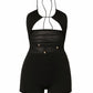 KAYRA Crisscross Bead Detail Romper