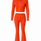 RAINY Zip-Up Hoodie and Flare Pants Set