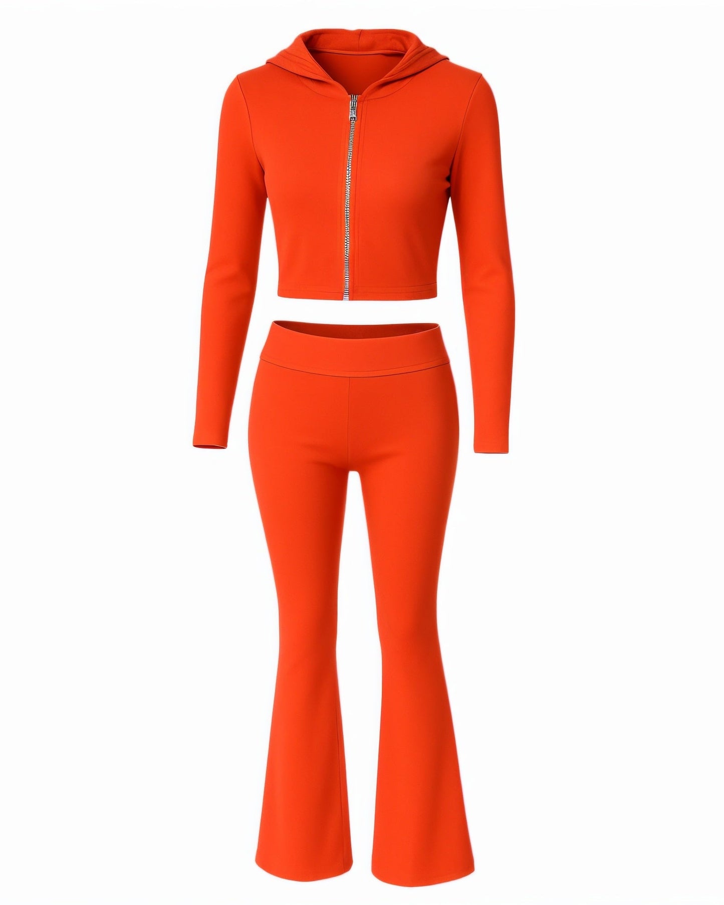 RAINY Zip-Up Hoodie and Flare Pants Set