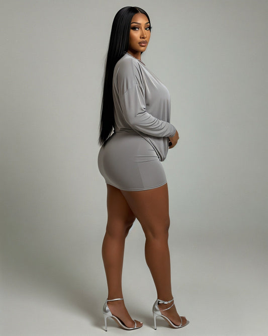 MONA Deep V-neck Long-Sleeve Mini Dress