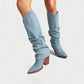 BETTY Denim Pointed Toe Slouchy Cowboy Boots