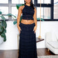 CHRISTINE Sheer Ruched Halter Top and Maxi Skirt Set