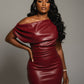 ORIELLE Faux Leather One-Shoulder Mini Dress