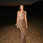 CAMILLE Halter Neckline Leopard Maxi Dress