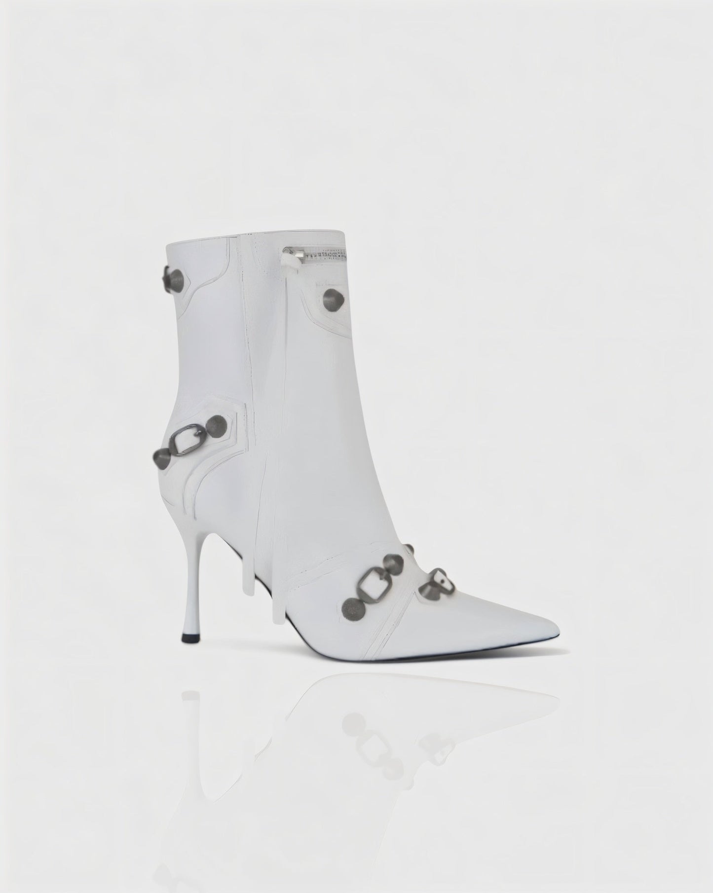 REVINA Studded Leather Pointed-Toe Ankle Boots