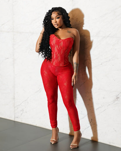SAMANTHA Corset top & High-rise Fitted Pants Set