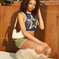 QUINLEY Knitted Star Cropped Top & Mini Skirt Set