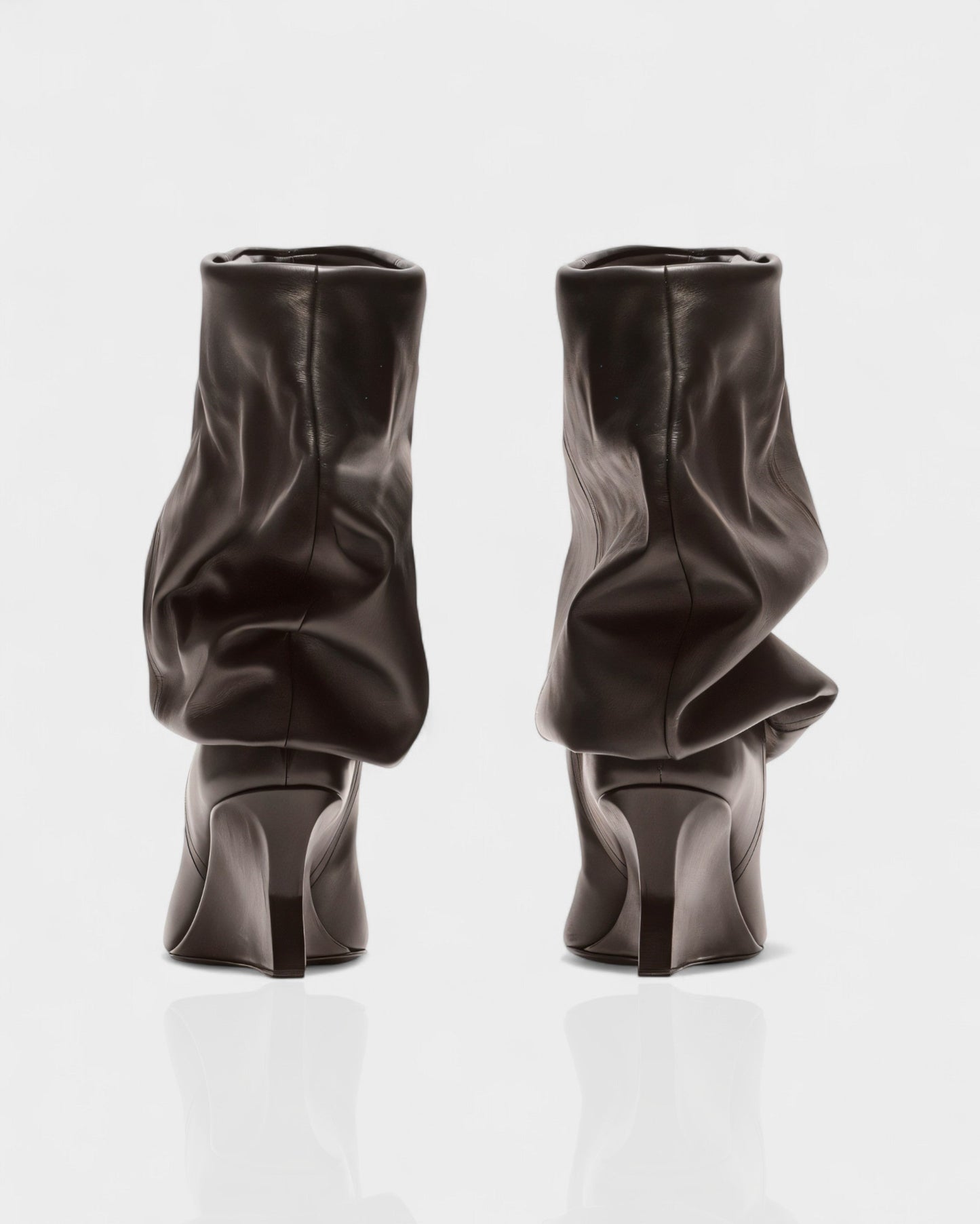 IRELLE Slouchy Faux Leather Pointed Wedge Heel Boots