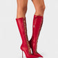 ESCAS Lace-Up Mesh Knee-High Stiletto Boots
