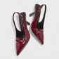VALEN Patent Buckle Slingback Heels