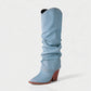 BETTY Denim Pointed Toe Slouchy Cowboy Boots