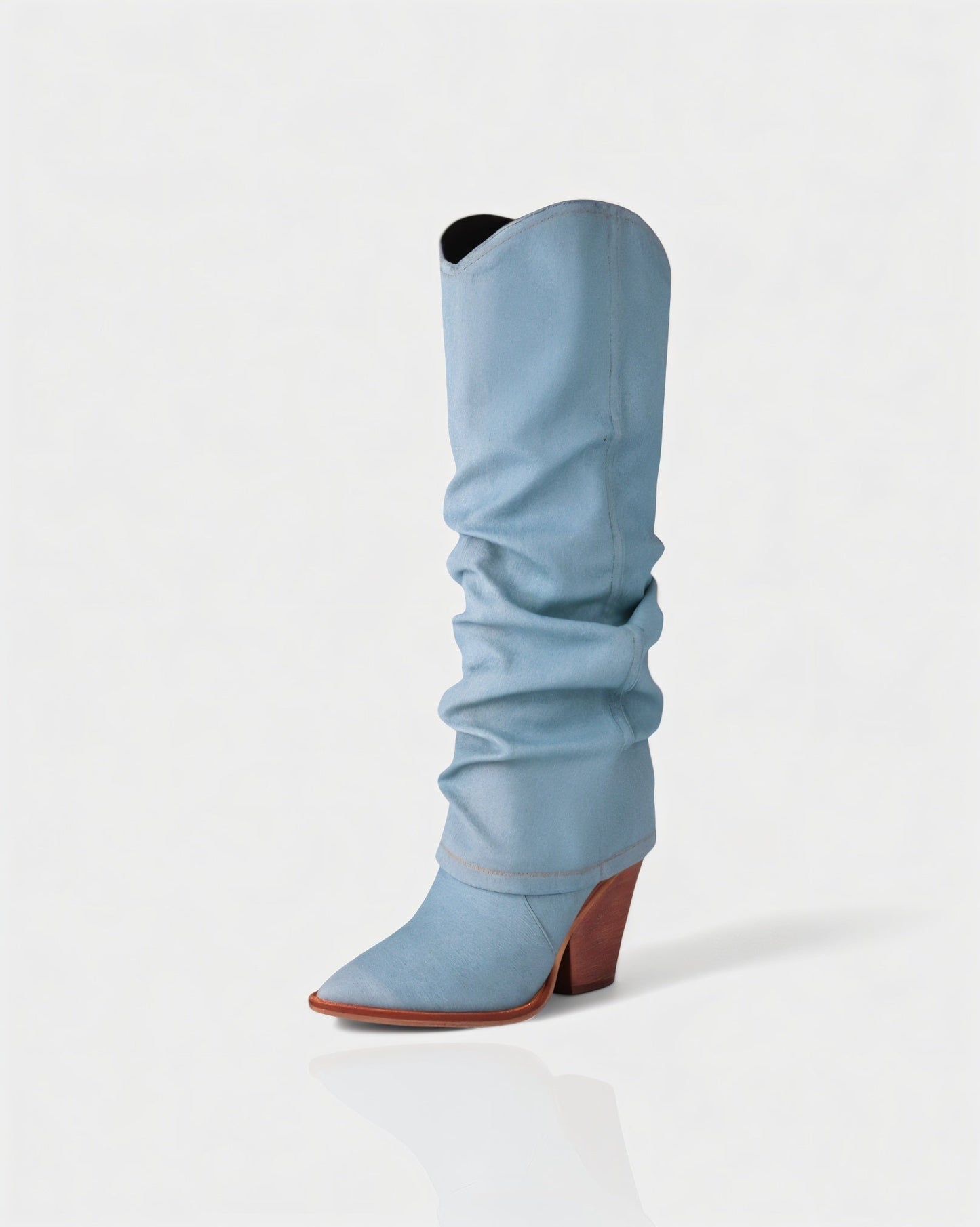 BETTY Denim Pointed Toe Slouchy Cowboy Boots
