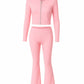 RAINY Zip-Up Hoodie and Flare Pants Set