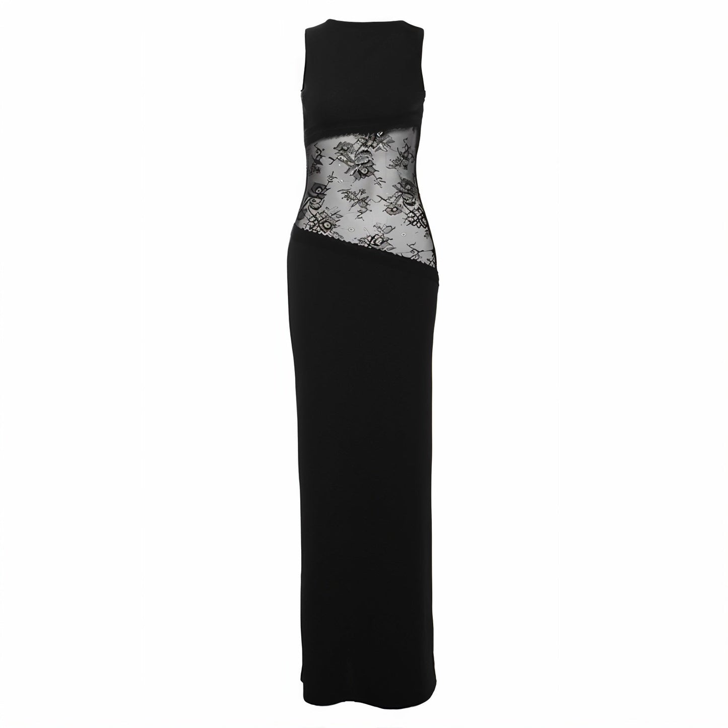 ALESSANDRA Backless Lace Cut Out Maxi Dress