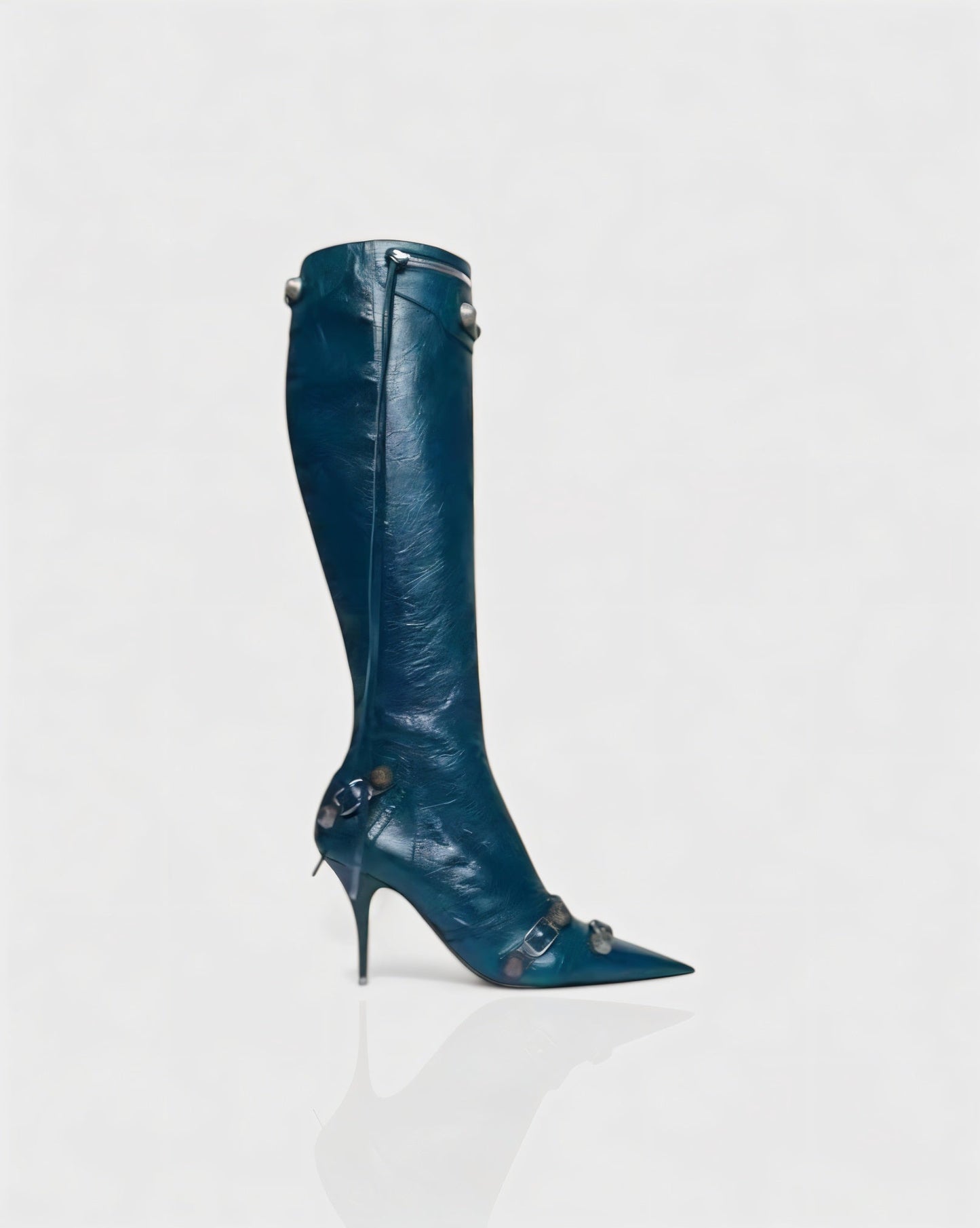 WENA Studded Pointed Toe Knee-High Boots