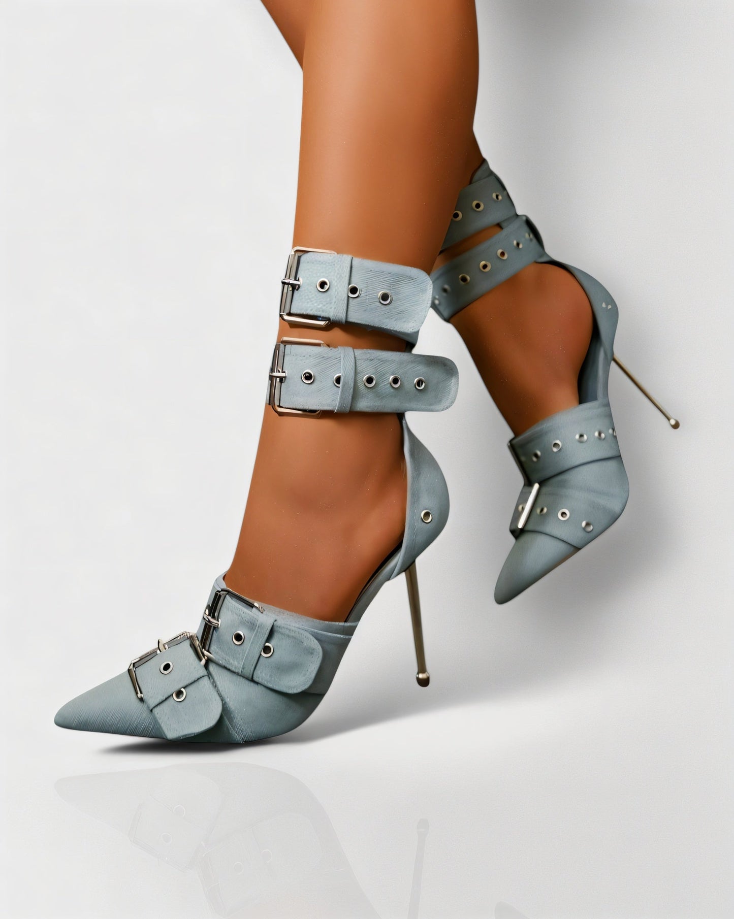 MARILYN Buckle Strap Pointed-Toe Stiletto Heels