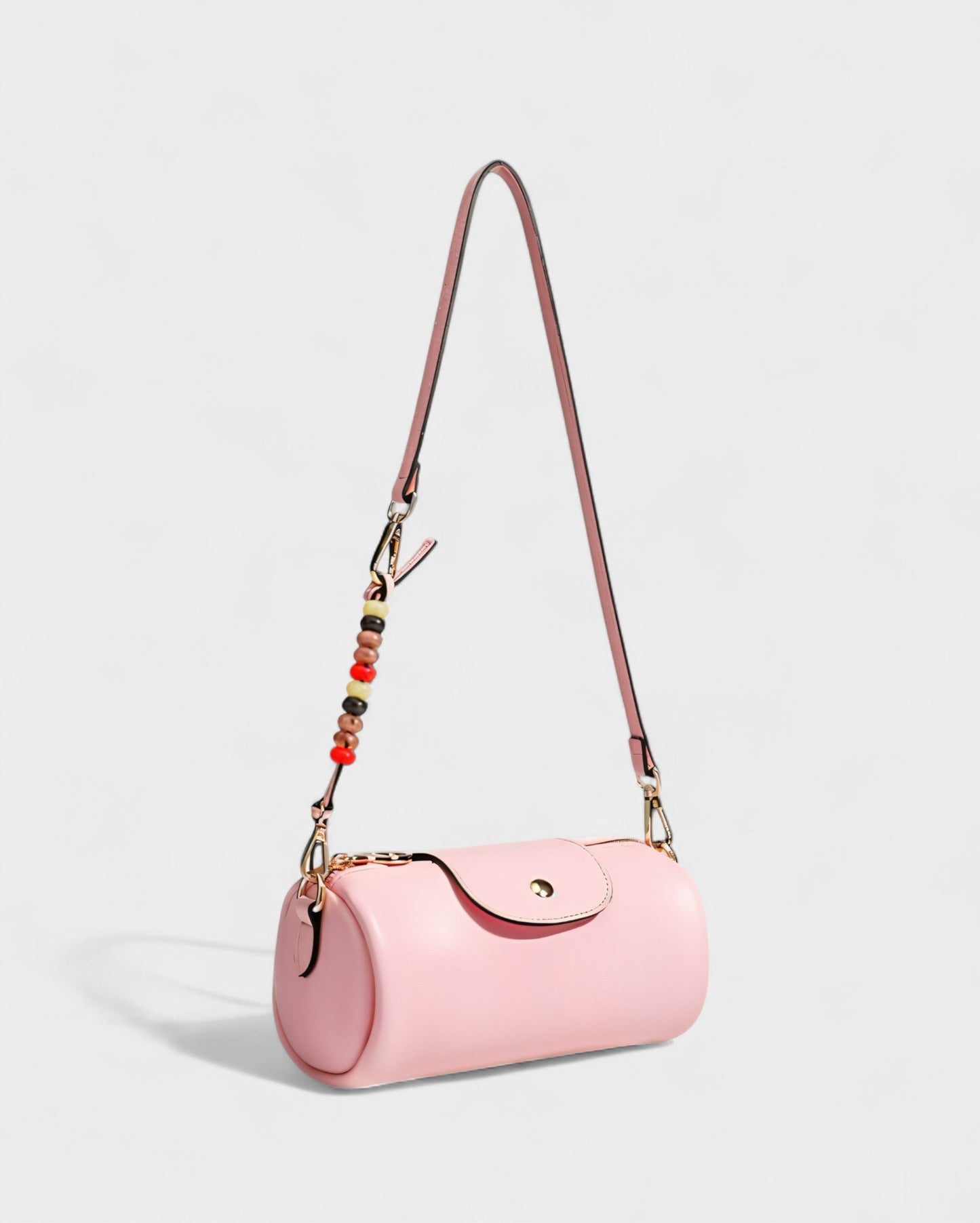 MIRNA Cylinder Bag with Beaded Charm Strap