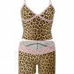 EDITH Leopard Lace Trim Top & Shorts Set