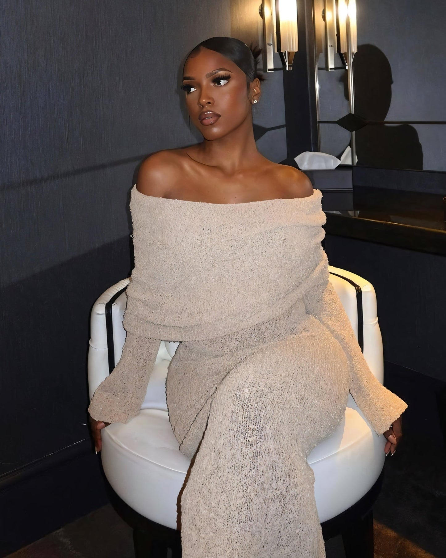 ANGELICA Knit Off-Shoulder Maxi Dress