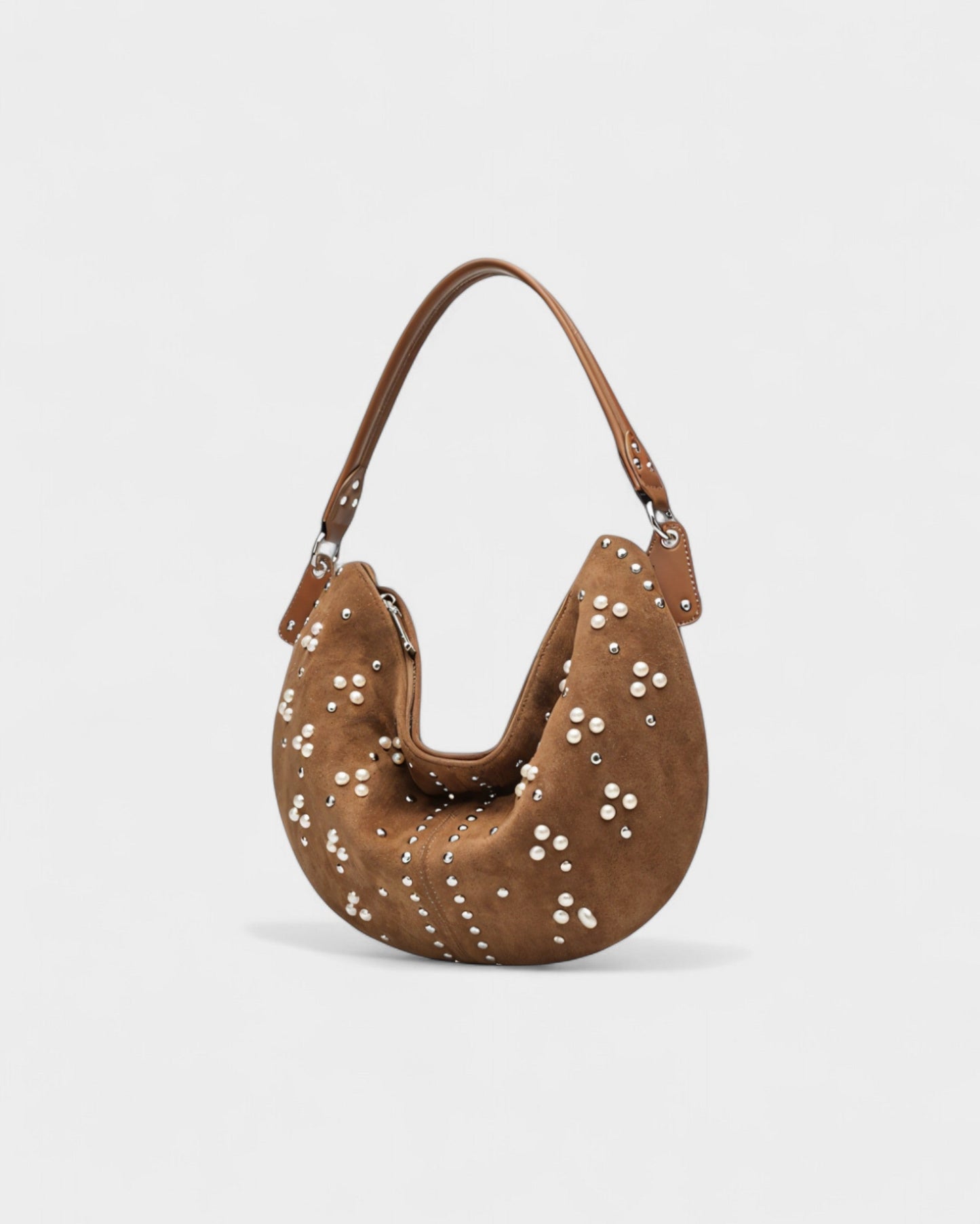 CORINA Studded Suede Shoulder Bag