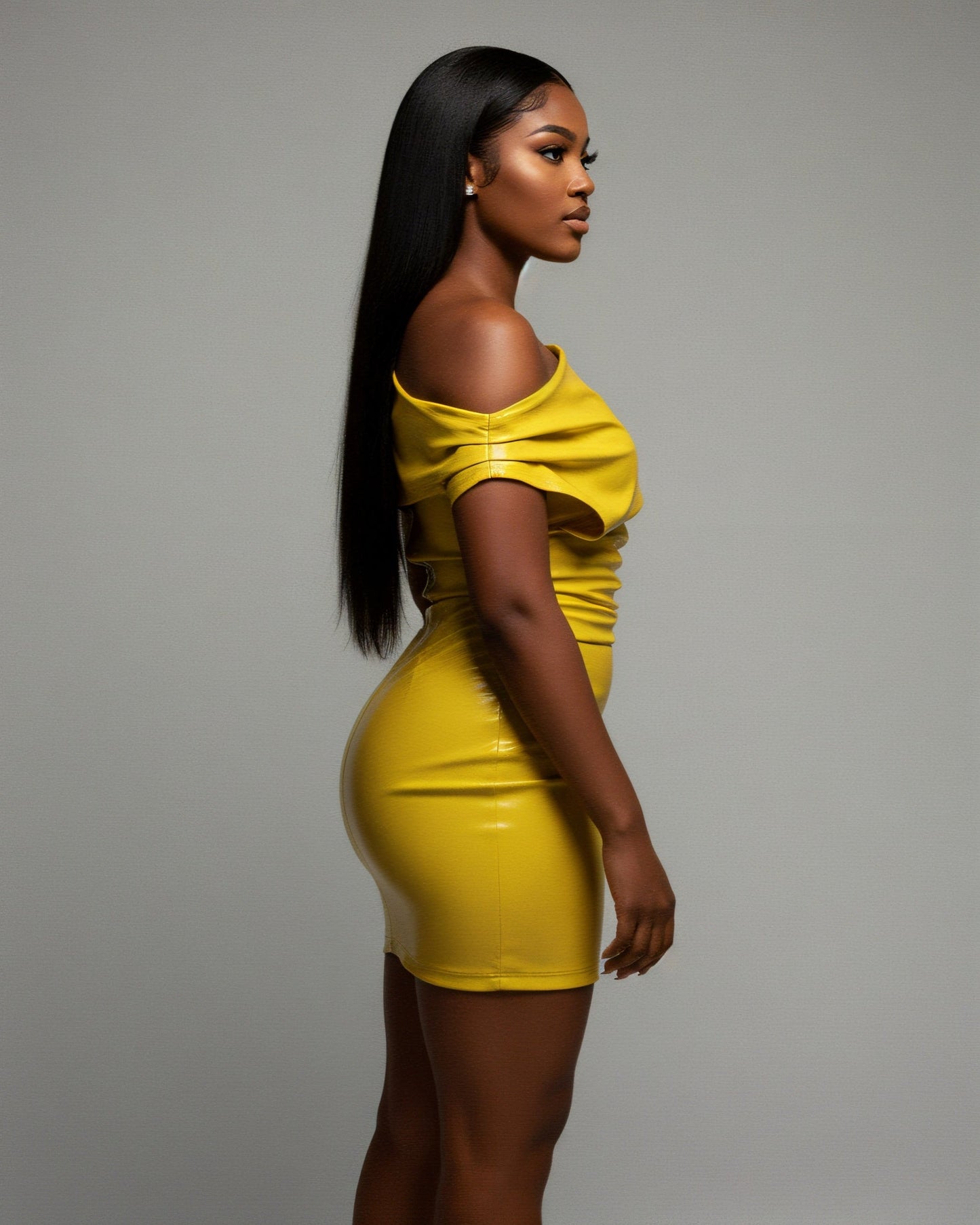 ORIELLE Faux Leather One-Shoulder Mini Dress