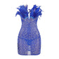 KAYALI Pearl & Rhinestone Embellished Feather Mini Dress