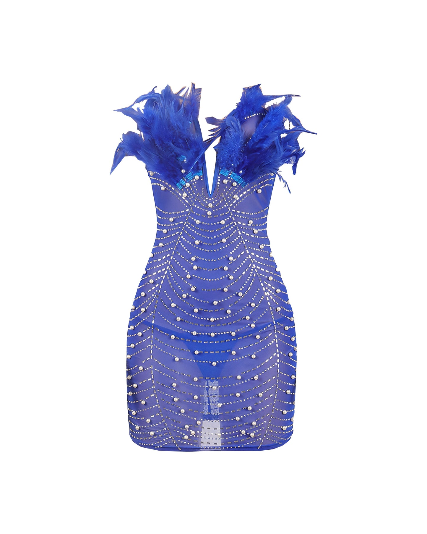 KAYALI Pearl & Rhinestone Embellished Feather Mini Dress