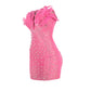 KAYALI Pearl & Rhinestone Embellished Feather Mini Dress