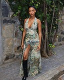 NEISHA Peacock Print Maxi Dress