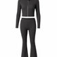 RAINY Zip-Up Hoodie and Flare Pants Set