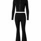 RAINY Zip-Up Hoodie and Flare Pants Set