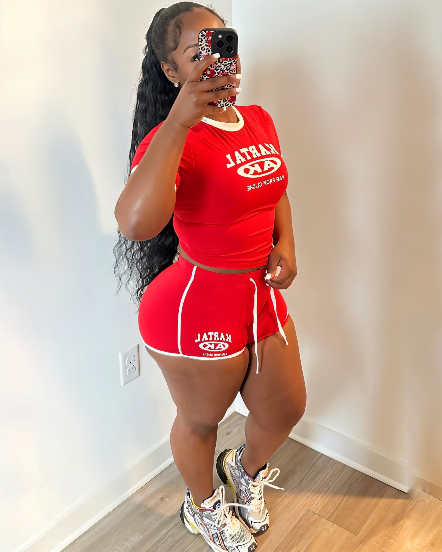 MERRYN Graphic Print Crop Top & Shorts Set